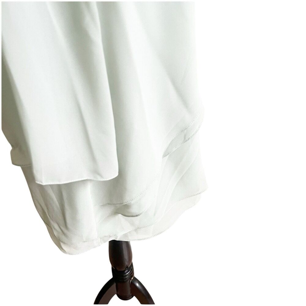 Number Sea Women’s Ruffled 3/4 Blouse Size 12 Seafoam Zipper Back Office Dressy - Picture 5 of 14